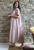 Rustic Nature Linen Blend Smock T Shirt Dress Washed Ballet Blush
